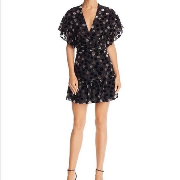 saylor Black Velvet Polka Dot Roxanne Romper Small - Picture 2 of 11